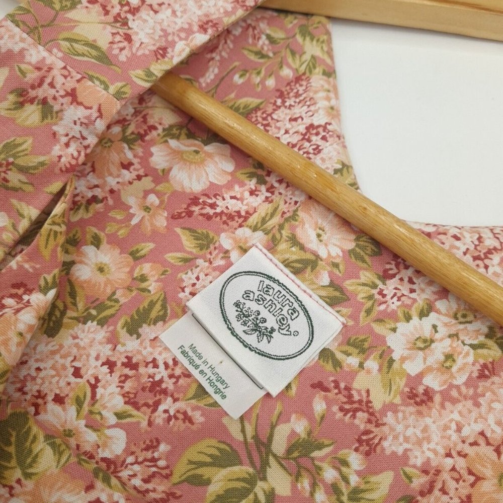 Vintage Laura Ashley Dress & Jacket Size 10 12 Floral Pink Cotton STUNNING - Picture 13 of 16